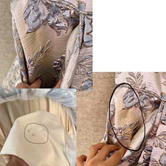 Blondie Nites Junior 11 Metallic Gold Blue Floral Fairycore Ball Gown Prom Dress - Picture 13 of 16